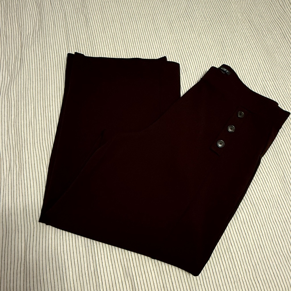 LOFT Women's Burgundy Wide Leg Pants
